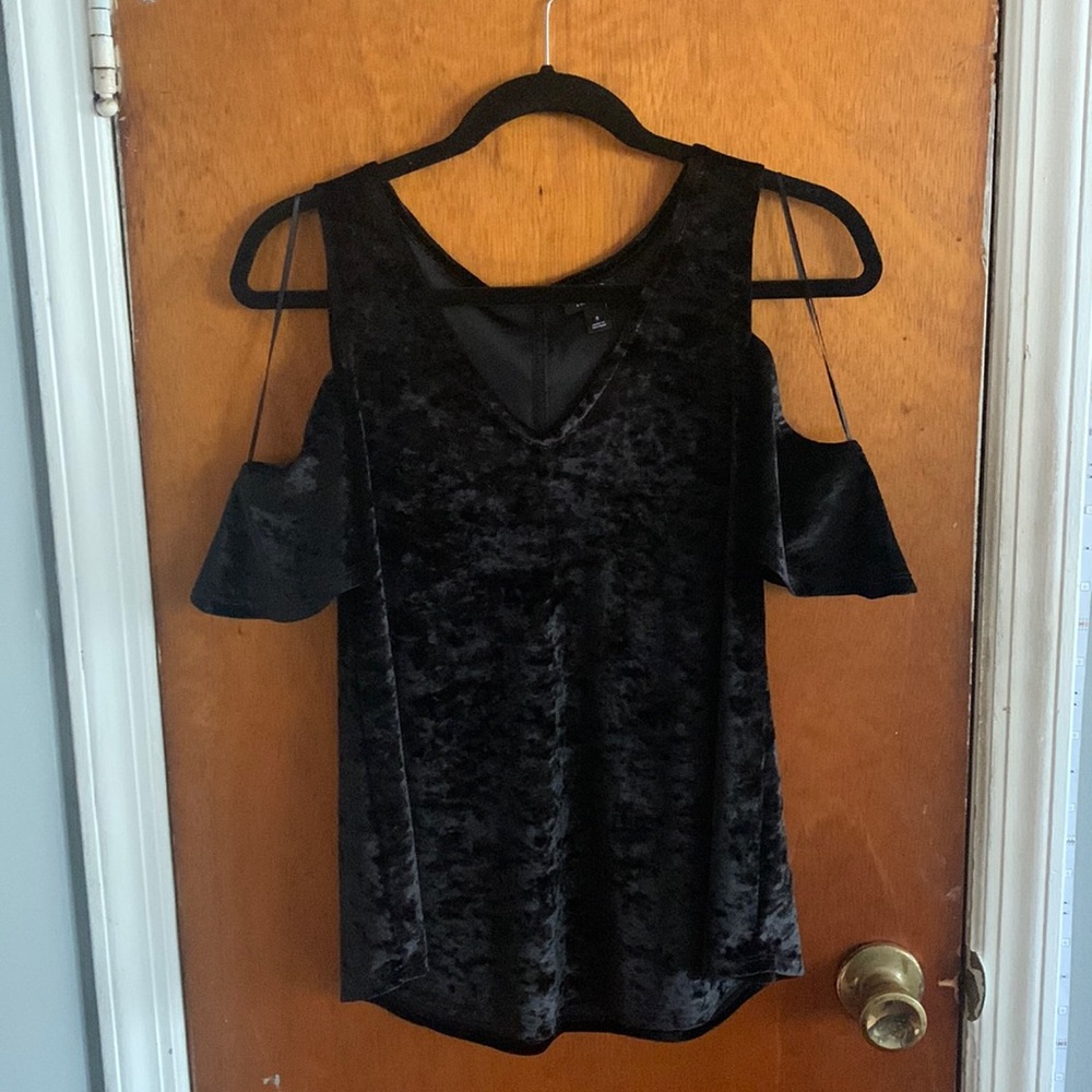 Ana Velvet Black Off The Shoulder Top